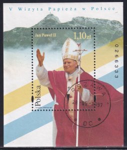 Poland 1997 Sc 3341 Pope John Paul 2nd Stamp SS Used NG H