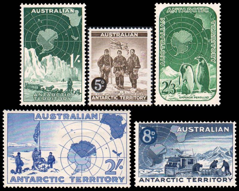 Australian Antarctic Territory Scott L1-L5 Unused lightly hinged.