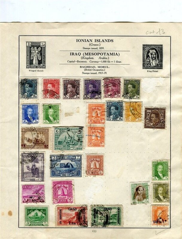 IRAQ; 1920s-40s small early mixed used/mint lot on album page 