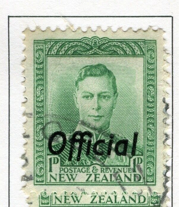 NEW ZEALAND;   1938 early OFFICIAL issue fine used 1d. value