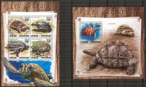 Central African Republic 2016 Turtles (2) Sheet + S/S MNH