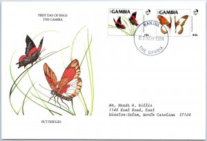 ILLUSTRATED FIRST DAY COVER BUTTERFLIES OF THE GAMBIA 1984