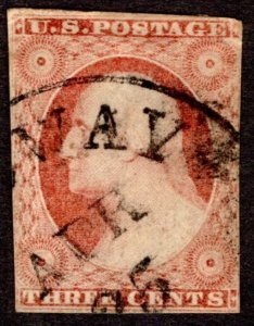 1855, US 3c, Washington, Used, Sc 11