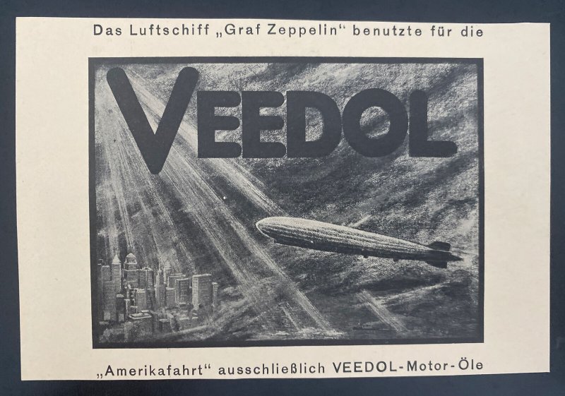 1929 Hamburg Germany Zeppelin Advertising Postcard Cover To Freiberg