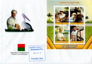 MADAGASCAR FDC ALBERT SCHWEITZER BIRDS B