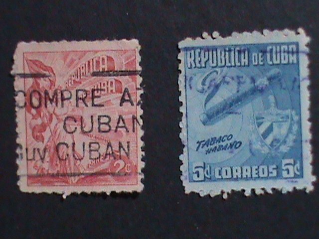 ​CUBA-1948 SC # 421-2 CUBA CIGARS MANUFACTURE STAMPS- THE MOST HARD TO FIND