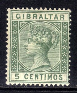 Gibraltar 1889 - 96 QV 5 Centimos Green MM SG 22 ( R1185 )