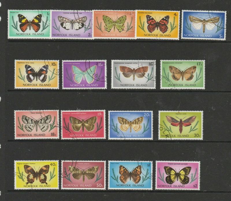 Norfolk Islands 1976/7 Butterflies DEf set VFU SG 179/95