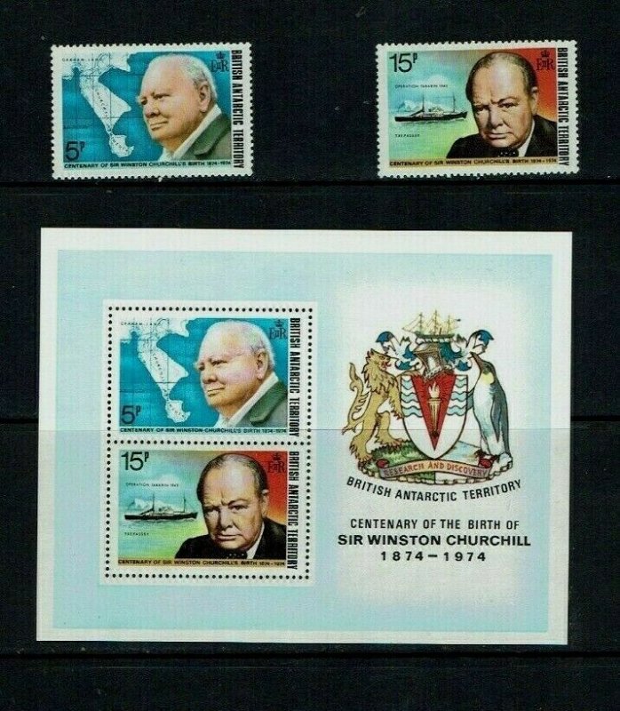 British Antarctic Territory: 1974, Birth centenary Winston Churchill MNH set