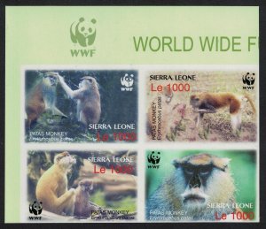 Sierra Leone WWF Patas Monkey 4 Imperf Block of 4 LOGO 2004 MNH SC#2752 a-d