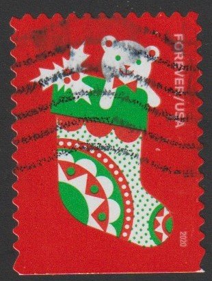 SC# 5528 - (55c) - Holiday Delights - Stocking - 3 of 4 - Used Single Off Paper