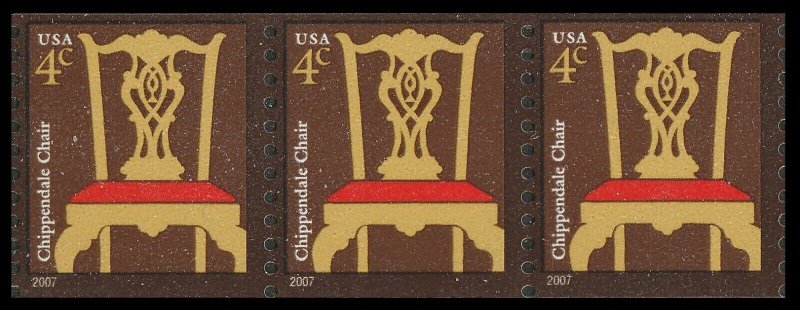 US 3761 American Design Chippendale Chair 4c coil strip SSP (3 stamps) MNH 2007 