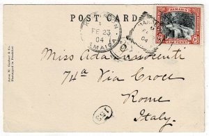 Jamaica 1904 Mandeville cancel on postcard to Italy