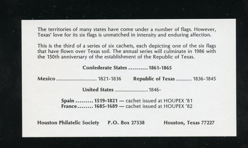 US 1908 HOUPEX 83 Sixth Flag over Texas - Confederate Houston Phil Soc Cachet