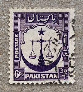 Pakistan 1954 6p Scales perf 13.5, used.  Scott 25a, CV $5.00. SG 25a