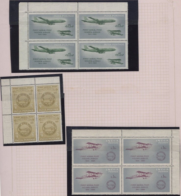 MOMEN: INDIA SG #424-481 1961-64 (48 BLOCKS) MINT OG NH £250+ LOT #65455 