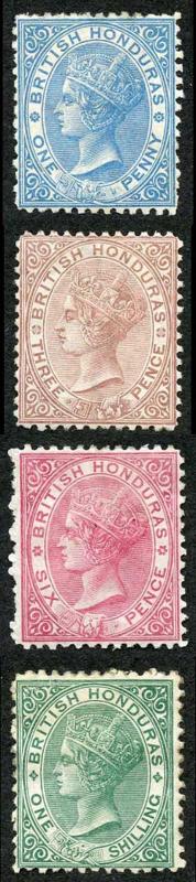 British Honduras SG5/10 Wmk CC Perf 12.5 Set of 4 Fresh M/M (hinge remainder)