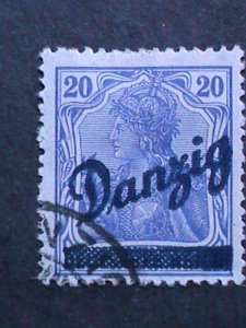 ​DANZIG-1920 SC#38 OVER PRINT FANCY CANCEL-103 YEARS OLD VERY FINE