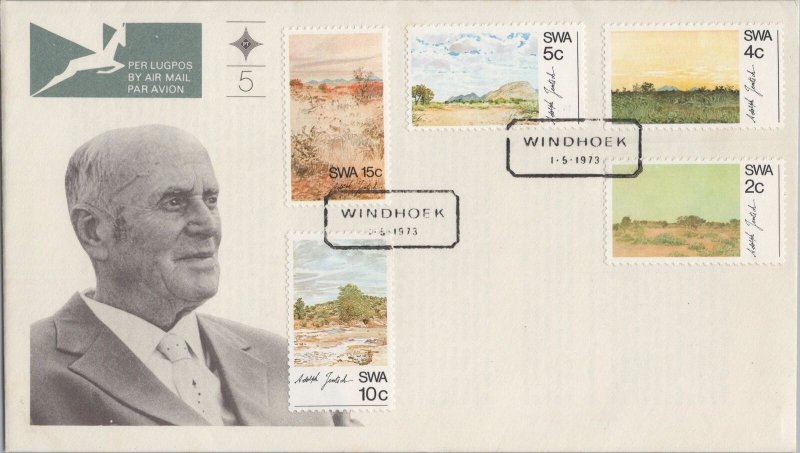 ZAYIX South West Africa 338-342 FDC Landscapes by Jentsch Art 081422SM03