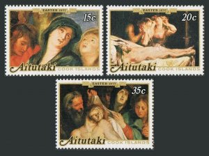 Aitutaki 145-147,147a sheet,MNH.Michel 251-253,Bl.14. Easter 1977,Rubens.