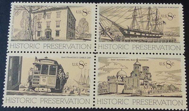 1971 8c Historic Preservation Scott 1440-1443 B4 Mint NH