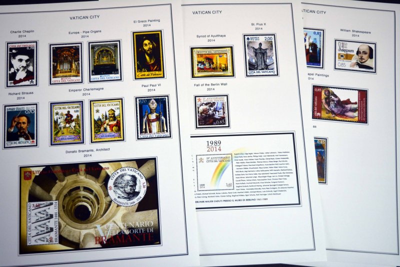 COLOR PRINTED VATICAN CITY 2011-2020 STAMP ALBUM PAGES (48 illustrated pages)