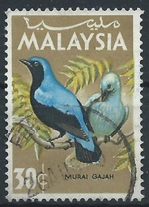 Malaysia 1965 - 30c Fairy Bluebird - SG21 used