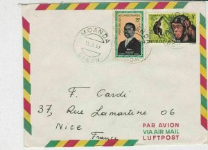 Rep Gabonaise 1969 Airmail Moanda Cancels President+Monkeys Stamps Cover  32509