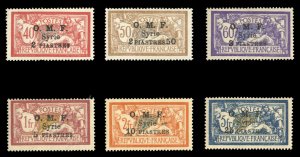 Syria #92-97 Cat$38.90, 1921-22 Surcharges, complete set, hinged