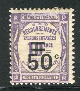 FRANCE; 1926 early Postage Due surcharged issue Mint hinged 50c. value