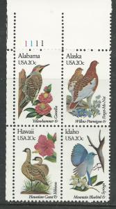 USA # 1953A//1963A Plt.Blk/4 Birds  11111-UL  (1) Mint NH