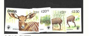 Ghana Scott 927-30 WWF Animal Stamps NH Imperforate