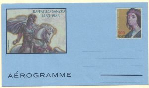 VATICAN CITY 1983 500L Raphael Artist Aerogramme Mi.LF21 Unused