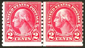 U.S. #599A MINT JOINT LINE PAIR WITH PF CERT NG