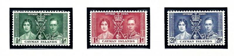 Cayman Is 97 99 MNH 1937 KGVI Coronation