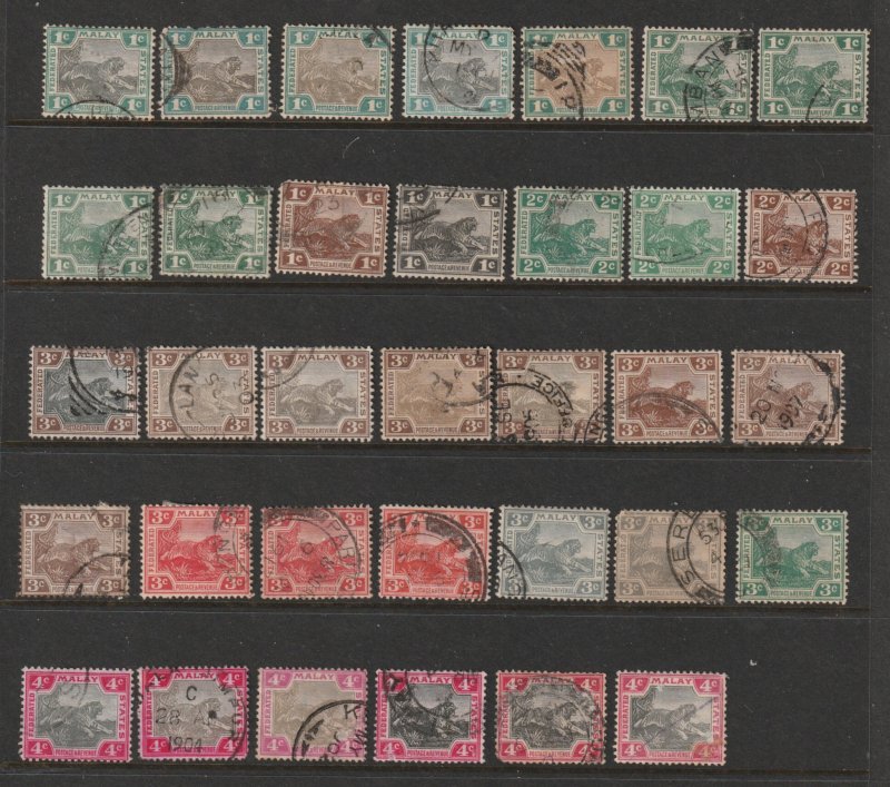 Malaya Federated States a range of used low value Tigers