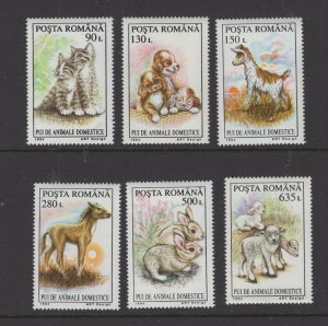 Romania #3972-77  (1994 Baby Animals set) VFMNH CV $2.40