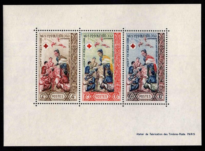 LAOS Scott 87a MNH** Red Cross Centary souvenir sheet 1963