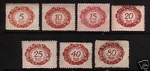 LIECHTENSTEIN 1920 POSTAGE DUE PART SET TO 80H MH 