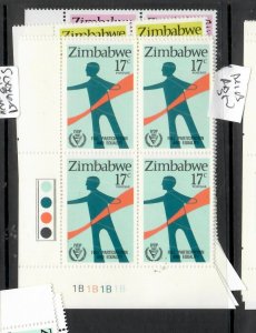 ZIMBABWE  (P2805B)  SC 338-341  PLATE 1B  BLOCK OF 4   MNH 