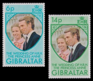 Gibraltar 324 Royal Wedding Princess Anne Green 14p single (1 stamp) MNH 1973 