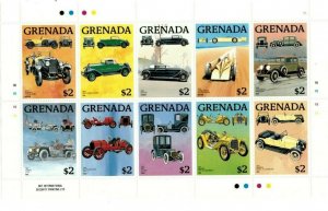 Grenada - 1988 - Cars - Sheet Of 10 - MNH