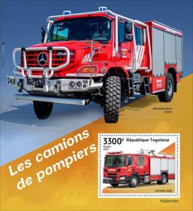 TOGO - 2022 - Fire Engines - Perf Souv Sheet  - Mint Never Hinged