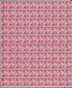 US # 1040   Woodrow Wilson   Full sheet of 100  MNH