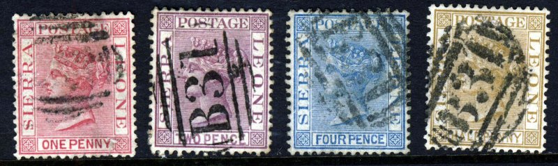 SIERRA LEONE QV 1883 The Full Watermark Crown CA Perf.14 Set SG 23 to SG 26 VFU