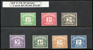 Great Britain Stamps # J18-32 MLH VF Scott Value $31.90