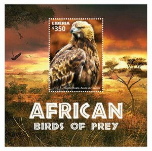 Liberia - 2015 - AFRICAN BIRDS OF PREY: GOLDEN EAGLE - Souvenir Sheet Stamp  MNH