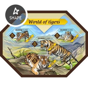 SOLOMON IS. - 2014 - World of Tigers - Perf 4v Sheet -Mint Never Hinged