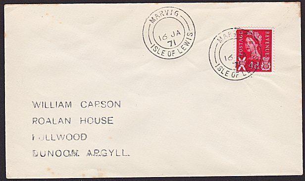 GB SCOTLAND 1971 cover MARVIG / ISLE OF LEWIS  cds..........................7424