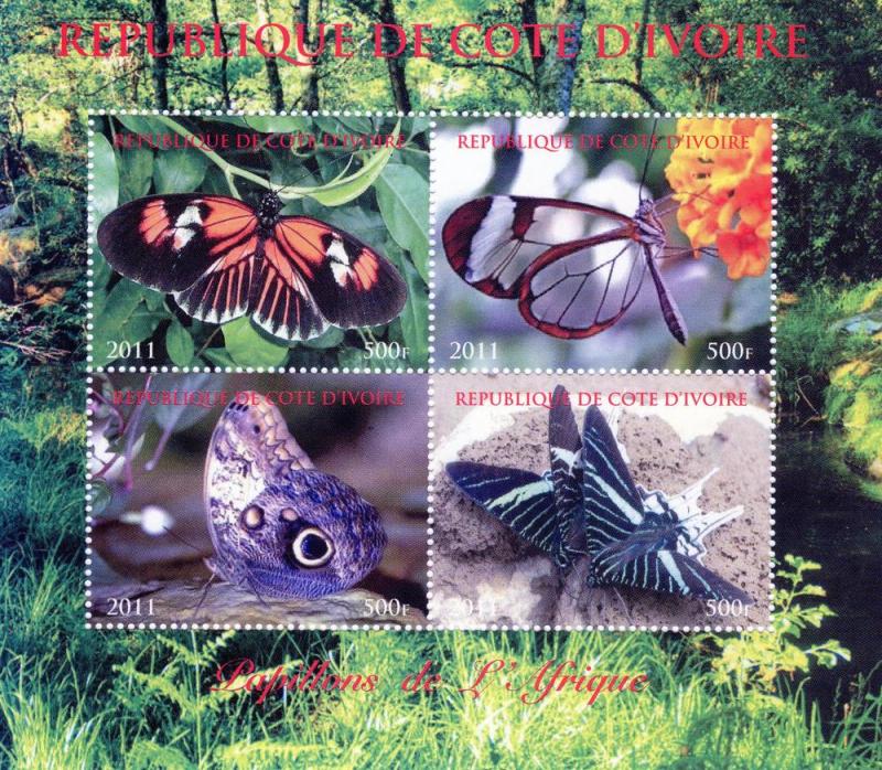 Ivory Coast 2011 Butterflies of Africa  Shlt(4)Perf.MNH  